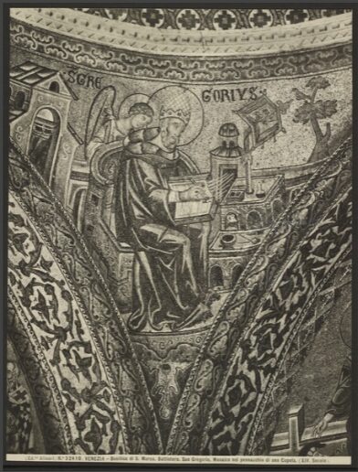 Mosaic of Saint Gregory the Dialogist writing, Saint Mark’s Basilica, Venice